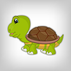 Cute cartoon turtle in flat style. Vector illustration.