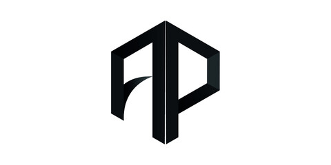 Fototapeta premium AP initial 3d letter logo polygone shape vector design
