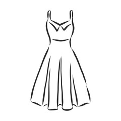 Fashion illustration vector. Women dress . summer dress, vector sketch illustration