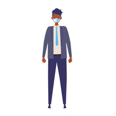 Vector flat illustration of man wearing a surgical mask.