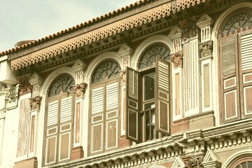 Singapore Chinatown. Vintage filter toned color image.