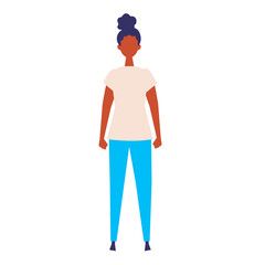 Vector flat illustration of standing woman.
