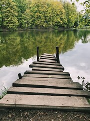 Fototapeta na wymiar wooden bridge over the lake