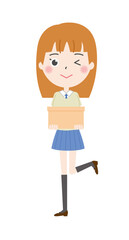 女子　荷物を持つ　イラスト