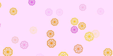 Light Pink, Yellow vector natural artwork with flowers.