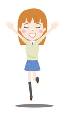 女子　ジャンプ　イラスト