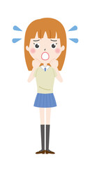 女子　困る　イラスト