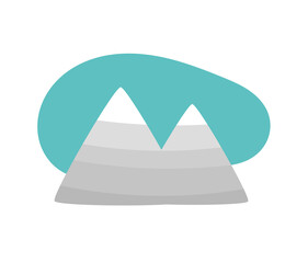 Mountains and sky flat design icon.