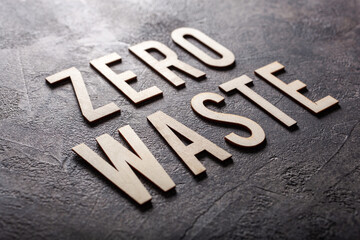 zero waste word text wooden letters on concrete background