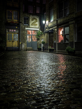 Night street scene in the rain
