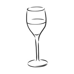 wine glass isolated. Hand drawn sketch of Claret for restaurant, bar, cafe menu design. a glass of wine, vector sketch illustration