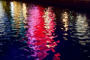Colorful pattern reflected on the water surface.