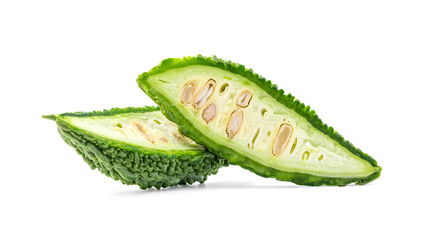 bitter gourd green herbal plant isolated on white background