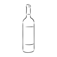 Sketch wine bottle . wine bottle, vector sketch illustration