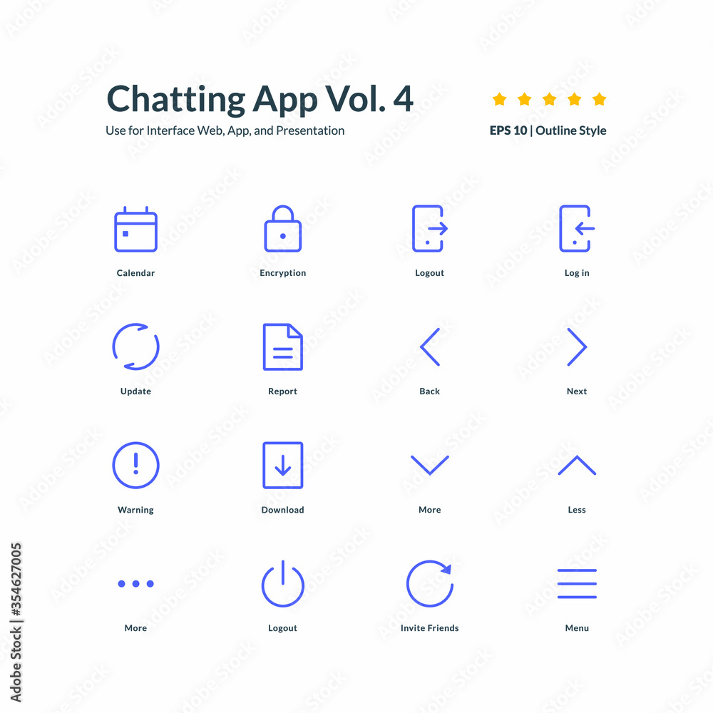 Poster chat icon set interface app part 4 vector graphic design illustration