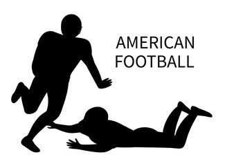 American football players on match, isolated silhouette of athletes running and falling down. People in competition involved in game. Characters of young engaged in brutal game activity vector