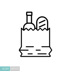 Paper bag with food vector icon