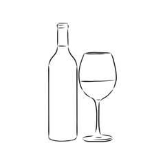 Sketch wine bottle . wine bottle, vector sketch illustration