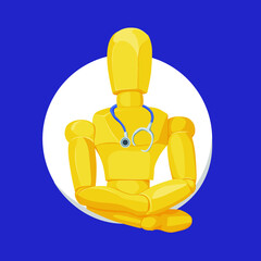 Puppet in the image of a doctor. Picture for avatar, application or web site.