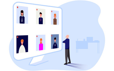 video meeting vector flat illustration design concept work from home