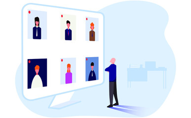 video meeting vector flat illustration design concept work from home