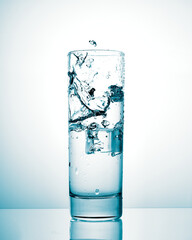 glass of water with ice, a glass of cold water, fresh water  