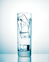 glass of water with ice, a glass of cold water, fresh water  