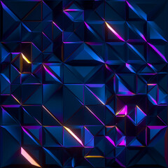 Obraz premium 3d render, abstract faceted crystal background, iridescent blue metallic texture, triangle tiles, geometrical crystallized wallpaper, modern fashion concept