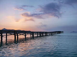 Fototapeta premium Beautiful sunrise, Alcudia beach, Mallorca, Spain
