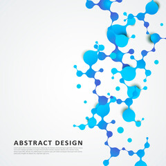 Abstract molecules structure with connect spherical particles. Vector illustration