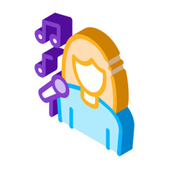 Female Singer With Microphone Sing Recital vector isometric sign. color isolated symbol illustration