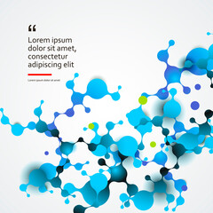 Abstract molecules structure with connect spherical particles. Vector illustration