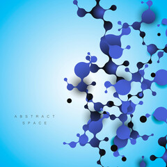 Abstract molecules structure with connect spherical particles. Vector illustration