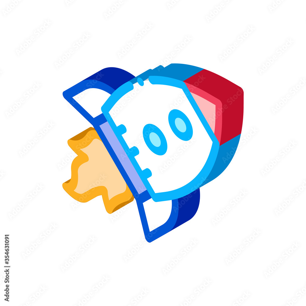 Poster flying rocket spaceship agile element vector isometric sign. color isolated symbol illustration
