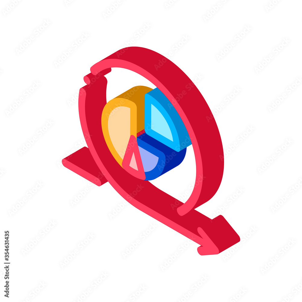 Poster round graph in center agile arrow mark vector isometric sign. color isolated symbol illustration