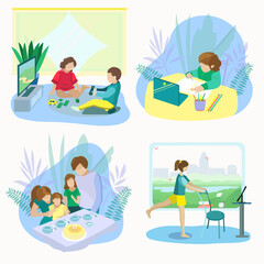 Family and activities for the whole family at home together
