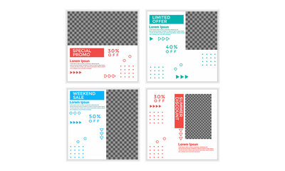 Set of Editable minimal square banner template.Suitable for social media post and web ads.