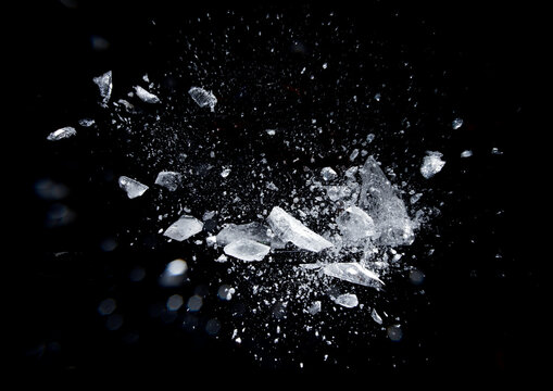 Ice broken isolated on a black background