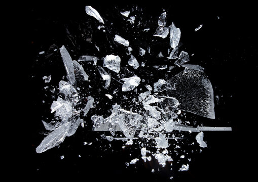 Ice broken isolated on a black background