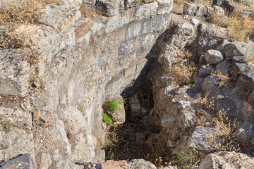 The ruins  of the Greek - Roman city of the 3rd century BC - the 8th century AD Hippus - Susita on the Golan Heights near the Sea of Galilee - Kineret, Israel
