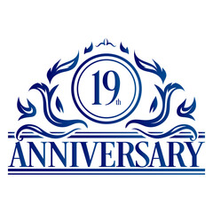 Luxury 19th anniversary Logo illustration vector