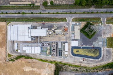 Aerial view power plant supply for industrial estate