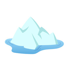 One iceberg floating in the sea, tip of the iceberg. Landscape design element in flat style. Colorful flat vector illustration. Isolated on white background.