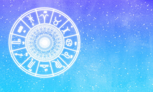White astrochart on watercolor texture background
