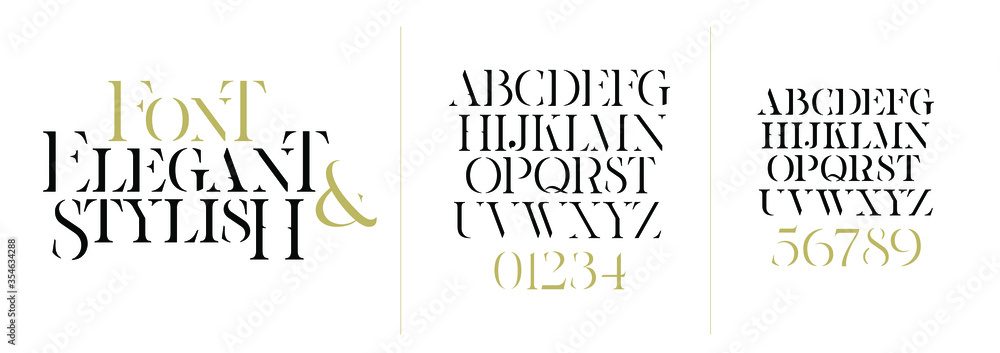 Poster vector font illustration. stylish elegant thin vector composite font serif. set of letters english a