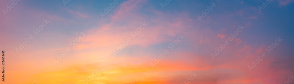 Wall mural twilight panorama sky background with colorful cloud in dusk. panoramic image.