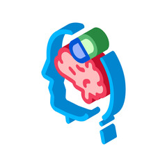 Pills Drugs Man Silhouette Headache vector isometric sign. color isolated symbol illustration