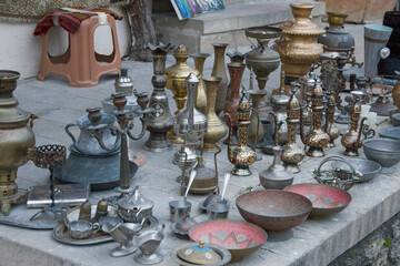 traditional and antique souvenirs in the old town of Baku, Azerbaijan.