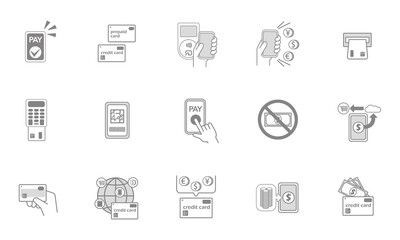 e-money,cashless smartphone icon set 