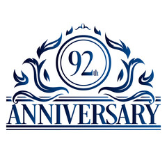 Luxury 92nd anniversary Logo illustration vector